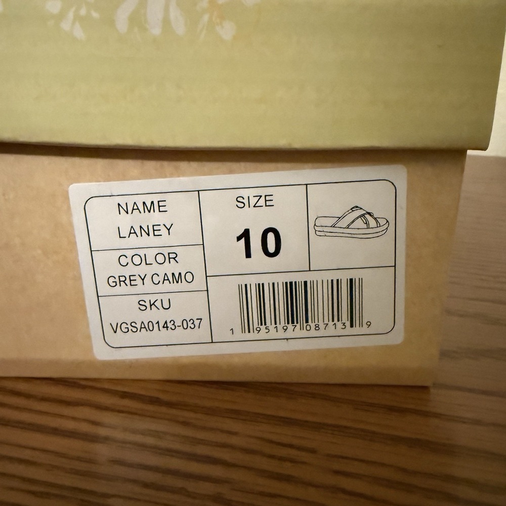 NWT Very G Laney Grey Camo Canvas Espadrille Platform Slide Sandals Size 10 - Picture 5 of 5